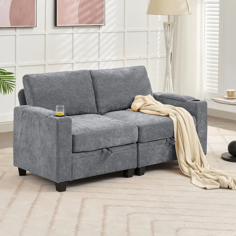 Versatile Chenille Storage Loveseat Sofa 18