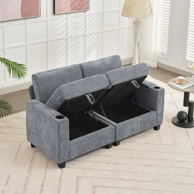 Versatile Chenille Storage Loveseat Sofa 19
