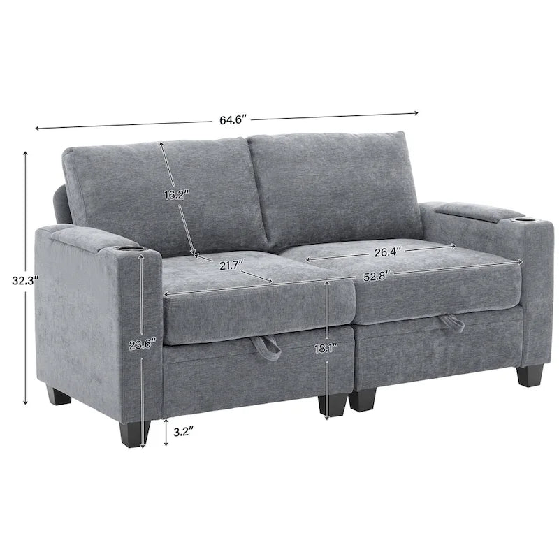Versatile Chenille Storage Loveseat Sofa 20