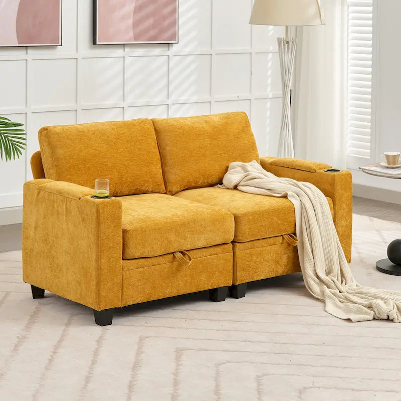 Versatile Chenille Storage Loveseat Sofa 25