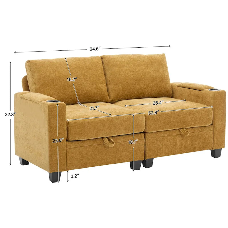 Versatile Chenille Storage Loveseat Sofa 27
