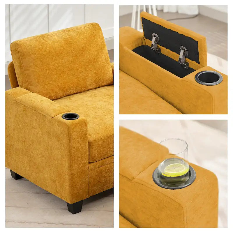 Versatile Chenille Storage Loveseat Sofa 28