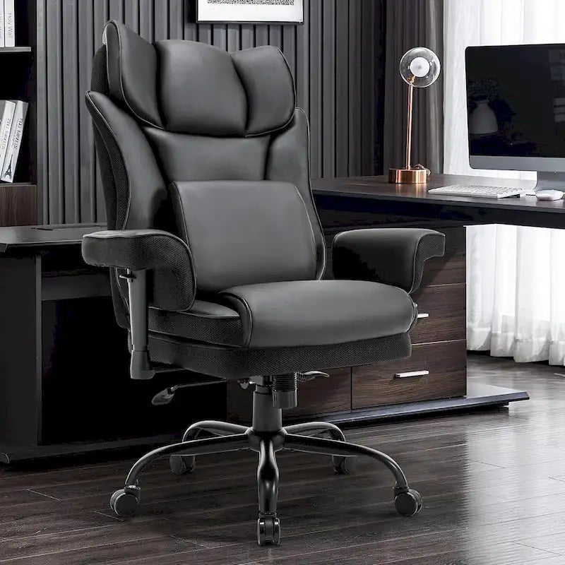 Ergonomic Rocking Executive Office Chair with Adjustable Padded Armrests and Massage Lumbar Support 9
