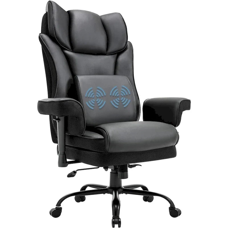 Ergonomic Rocking Executive Office Chair with Adjustable Padded Armrests and Massage Lumbar Support 1