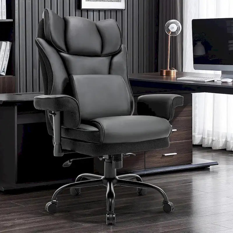 Ergonomic Rocking Executive Office Chair with Adjustable Padded Armrests and Massage Lumbar Support 2