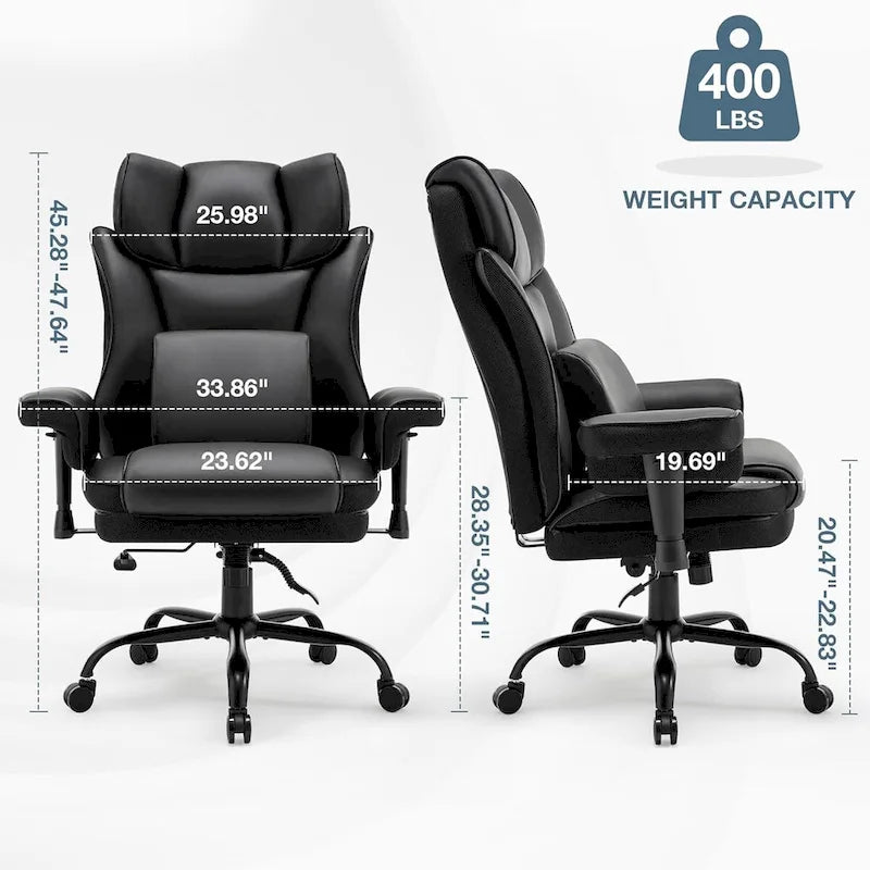 Ergonomic Rocking Executive Office Chair with Adjustable Padded Armrests and Massage Lumbar Support 3