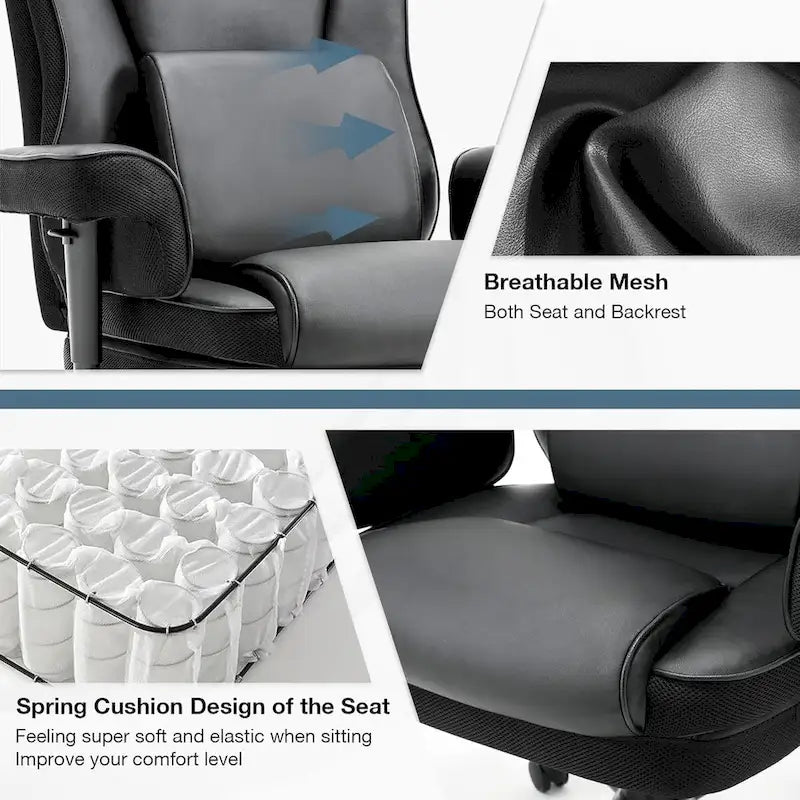 Ergonomic Rocking Executive Office Chair with Adjustable Padded Armrests and Massage Lumbar Support 5