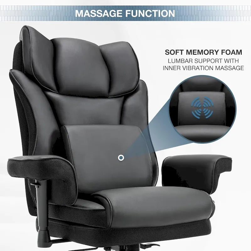 Ergonomic Rocking Executive Office Chair with Adjustable Padded Armrests and Massage Lumbar Support 6