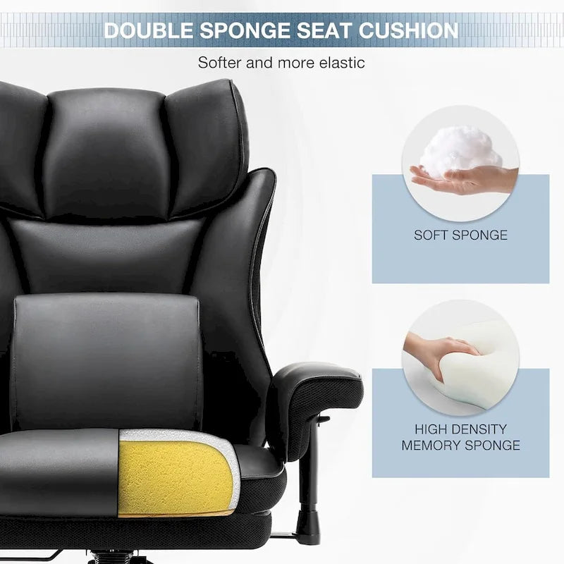 Ergonomic Rocking Executive Office Chair with Adjustable Padded Armrests and Massage Lumbar Support 7