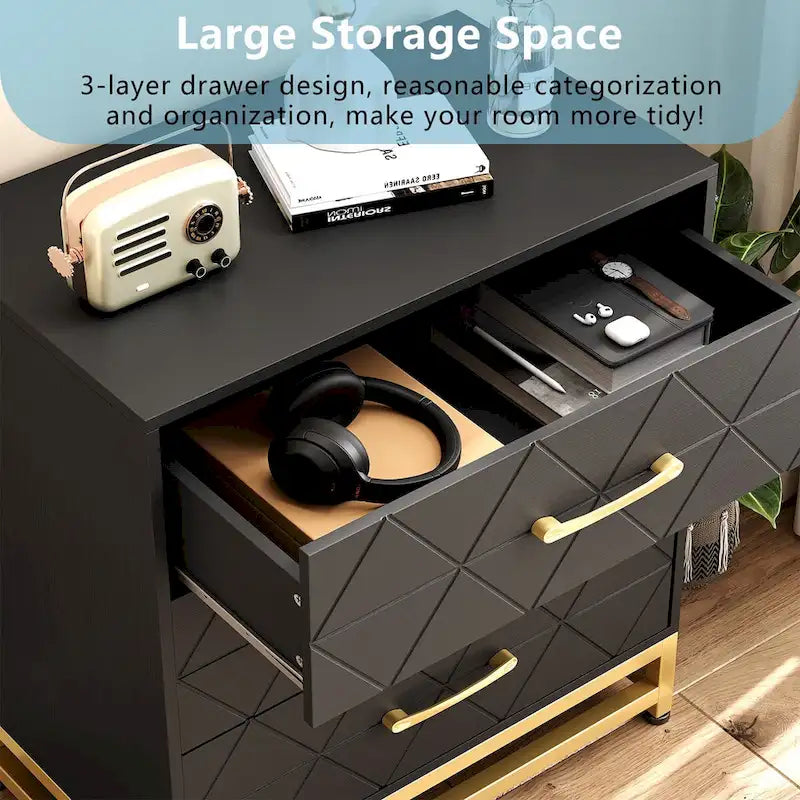 Wooden 3-Drawer Dresser Chest 4