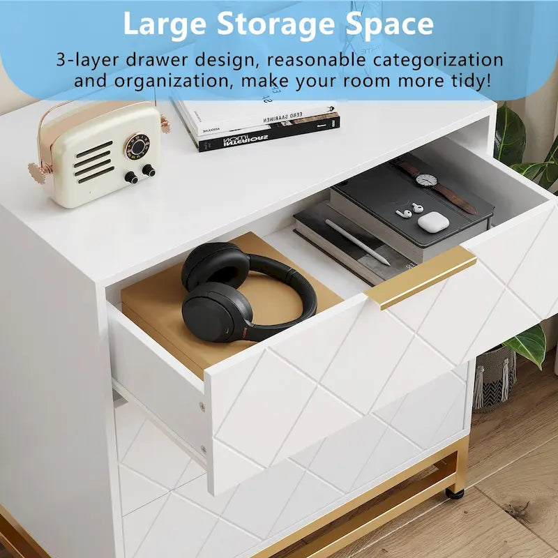 Wooden 3-Drawer Dresser Chest 7