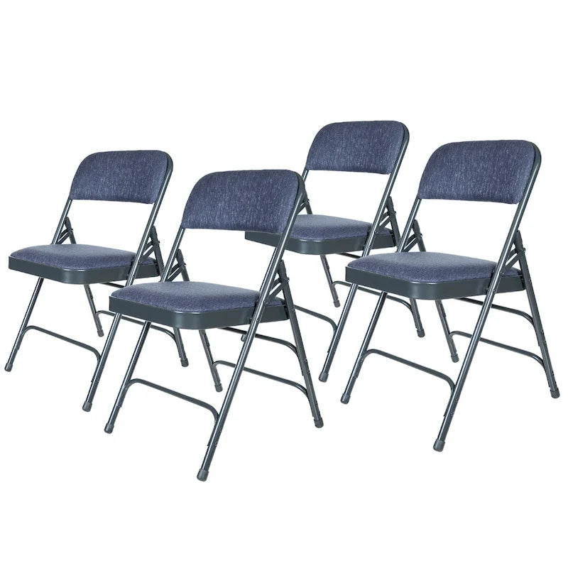 Hampden Furnishings Bernadine Collection Set of 4 Fabric Triple Brace Folding Chairs 34