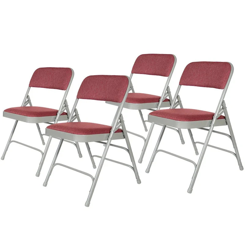 Hampden Furnishings Bernadine Collection Set of 4 Fabric Triple Brace Folding Chairs 4