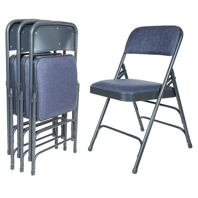 Hampden Furnishings Bernadine Collection Set of 4 Fabric Triple Brace Folding Chairs 6