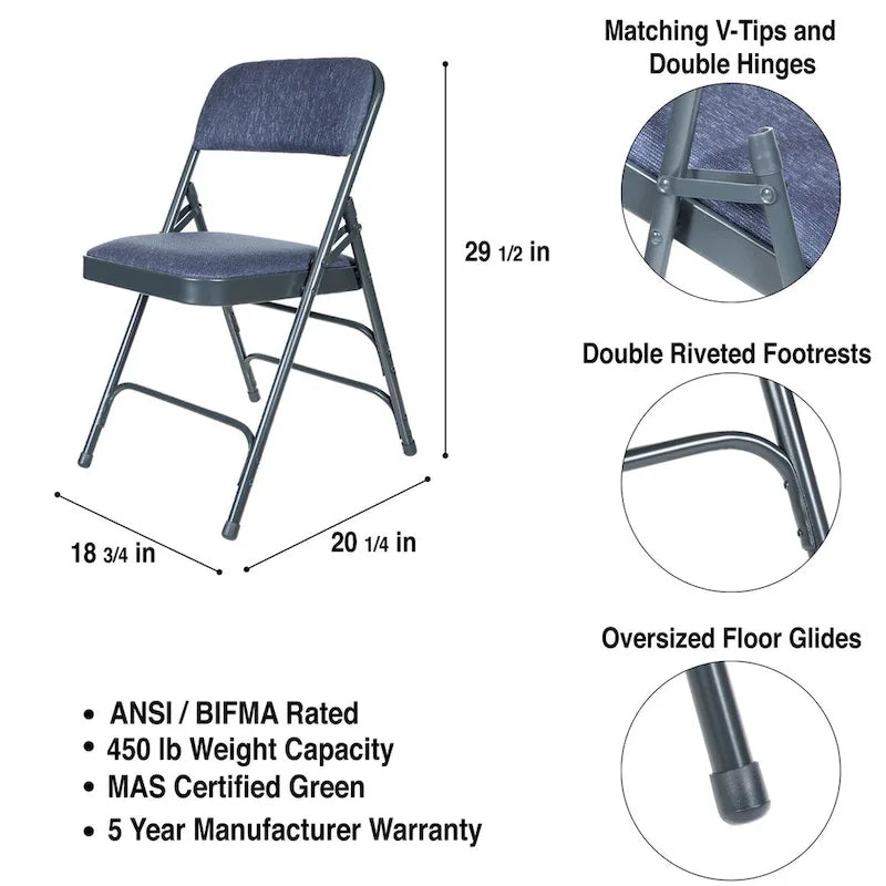 Hampden Furnishings Bernadine Collection Set of 4 Fabric Triple Brace Folding Chairs 9