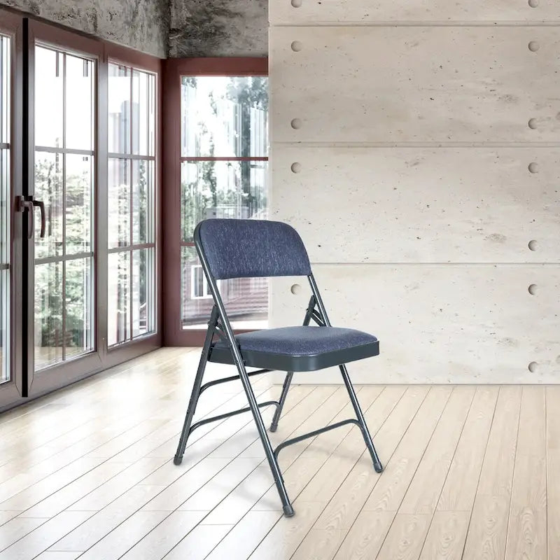 Hampden Furnishings Bernadine Collection Set of 4 Fabric Triple Brace Folding Chairs 10