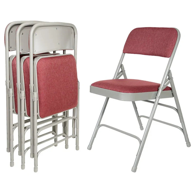 Hampden Furnishings Bernadine Collection Set of 4 Fabric Triple Brace Folding Chairs 16