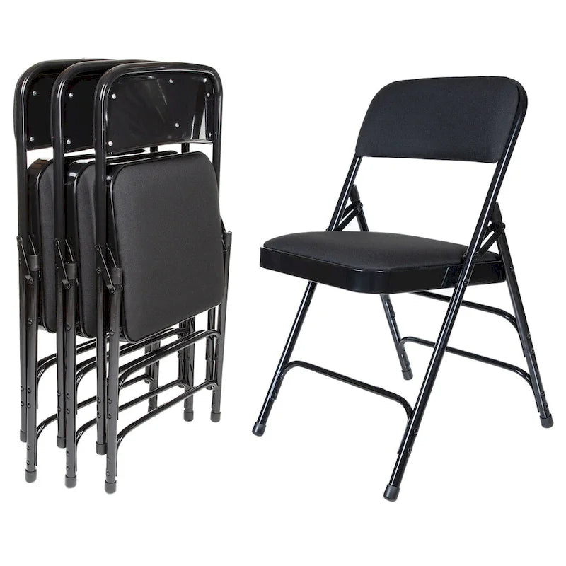 Hampden Furnishings Bernadine Collection Set of 4 Fabric Triple Brace Folding Chairs 26