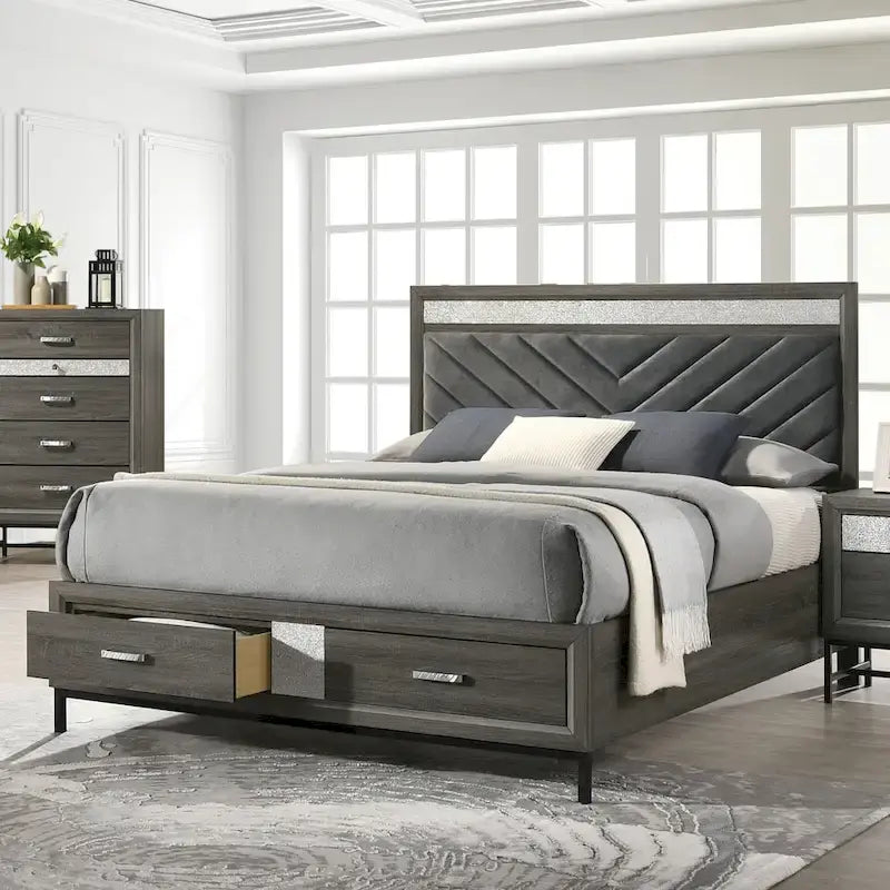 Contemporary Grey 6-Piece Platform Bedroom Set by Furniture of America - Heinisk Collection 3