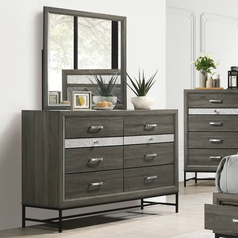 Contemporary Grey 6-Piece Platform Bedroom Set by Furniture of America - Heinisk Collection 5