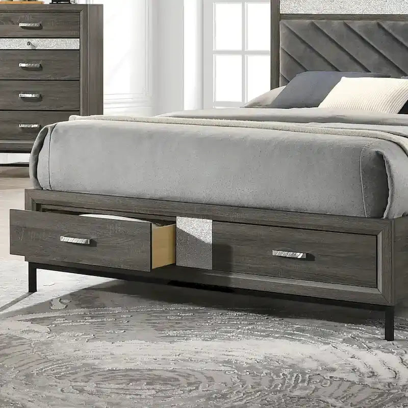 Contemporary Grey 6-Piece Platform Bedroom Set by Furniture of America - Heinisk Collection 8