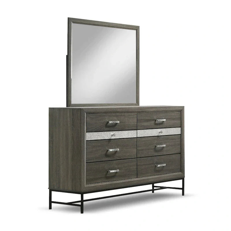Contemporary Grey 6-Piece Platform Bedroom Set by Furniture of America - Heinisk Collection 13