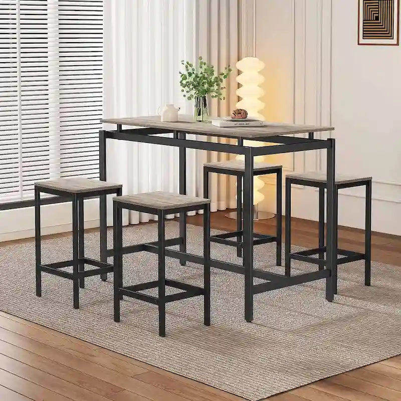 Contemporary 5-Piece Space-Saving Bar Table Set with Table and Stools 36