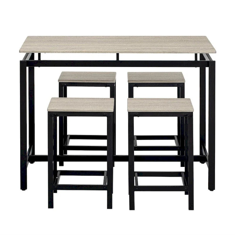 Contemporary 5-Piece Space-Saving Bar Table Set with Table and Stools 11