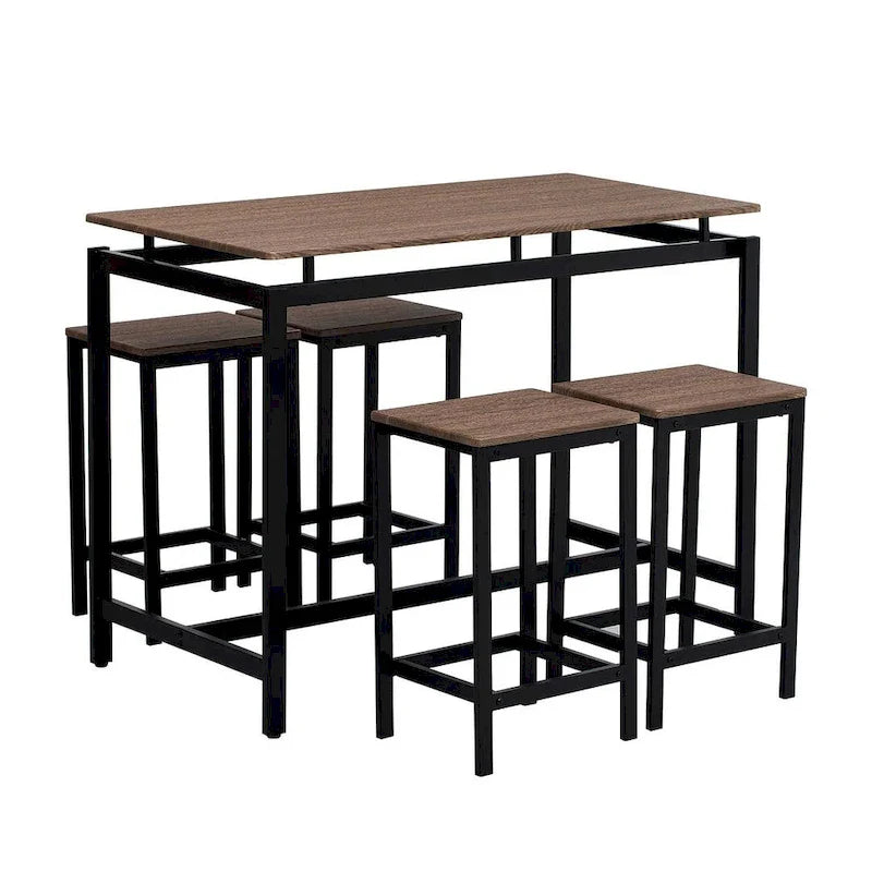 Contemporary 5-Piece Space-Saving Bar Table Set with Table and Stools 22