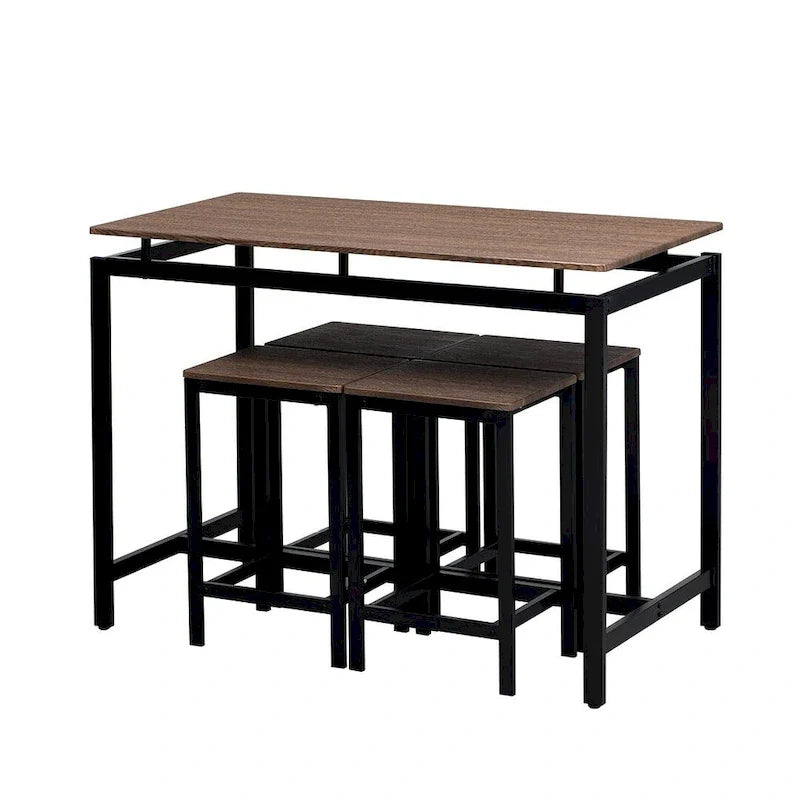 Contemporary 5-Piece Space-Saving Bar Table Set with Table and Stools 23