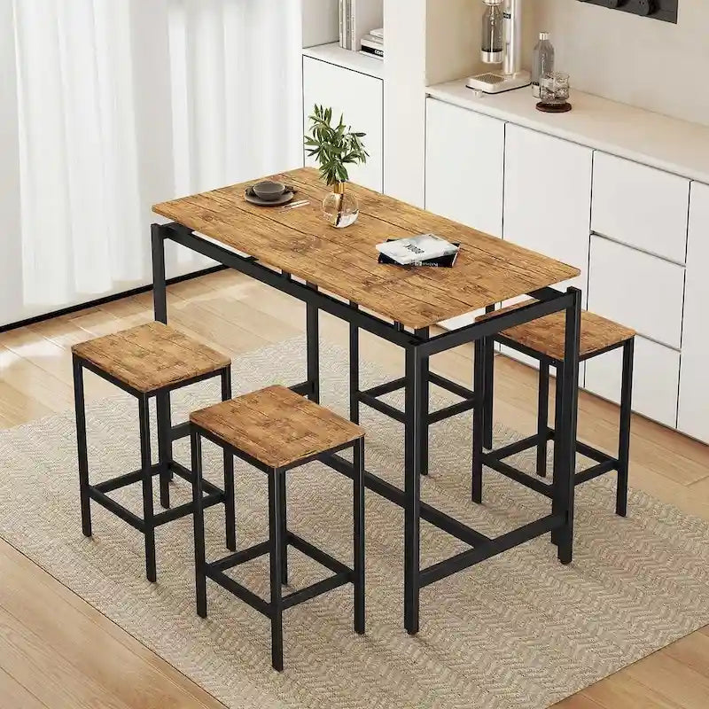 Contemporary 5-Piece Space-Saving Bar Table Set with Table and Stools 27