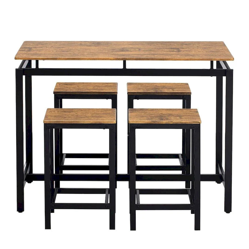 Contemporary 5-Piece Space-Saving Bar Table Set with Table and Stools 33