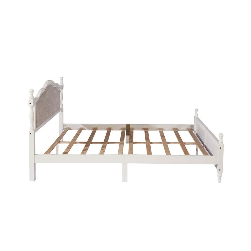 Queen Size Upholstered Bed with Headboard and Footboard, Featuring Dual Bed Rail Support Feet and Central Platform Support 10