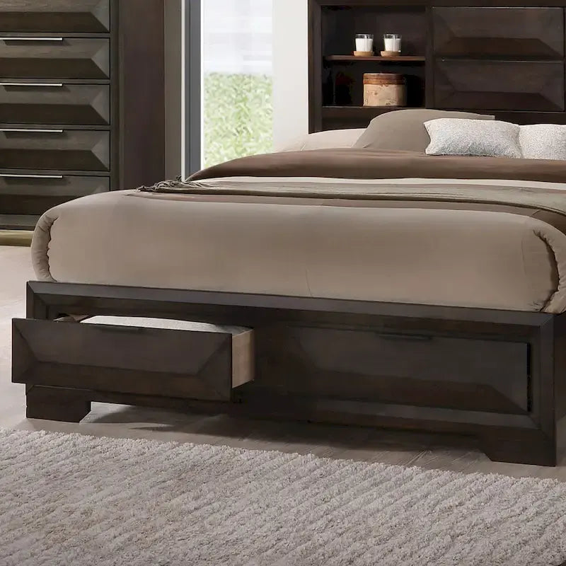 Furniture of America Zuloey Transitional Espresso Wood Platform Bed with Bookcase Headboard and Storage Drawers 3
