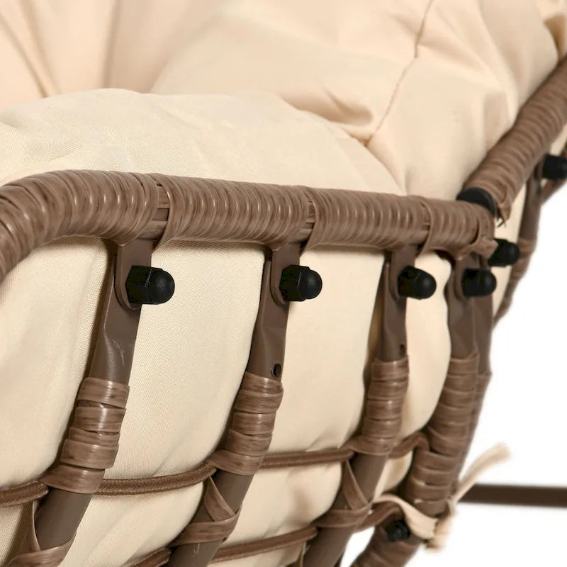 Moasis Oversized Outdoor Papasan Rocking Chair with Cushion - Patio Basket Chair 5