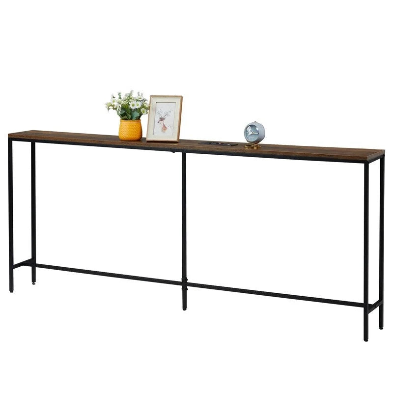 70.9-Inch Console Table with Dual Power Outlets and USB Ports - Slim Entryway and Sofa Table for Living Room 4