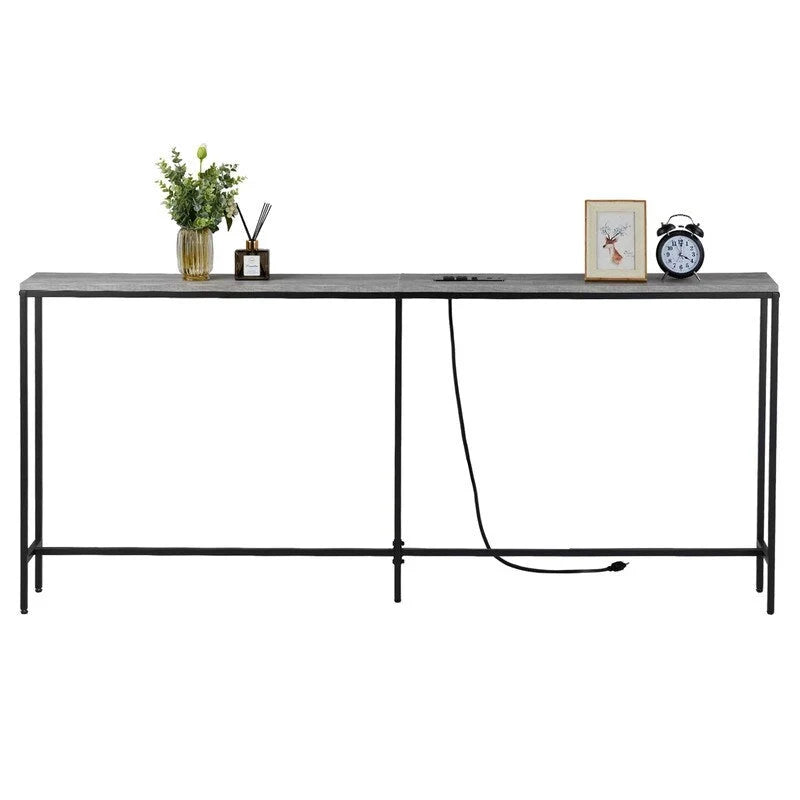 70.9-Inch Console Table with Dual Power Outlets and USB Ports - Slim Entryway and Sofa Table for Living Room 7