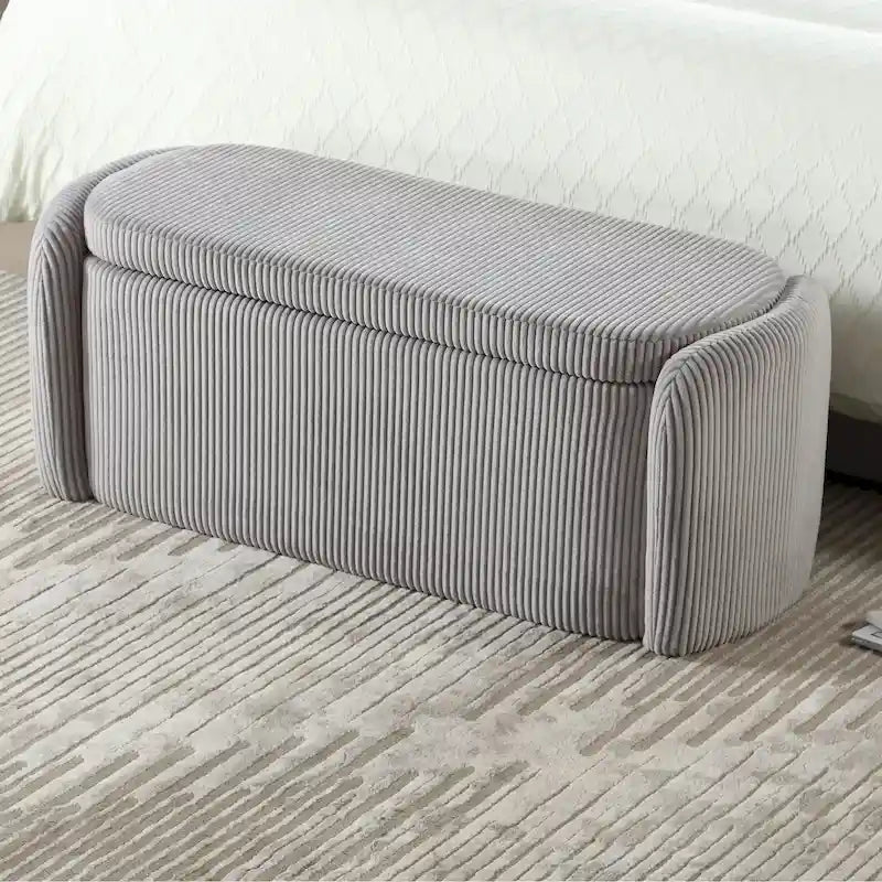 Upholstered Fabric Storage Ottoman for Entryway 38
