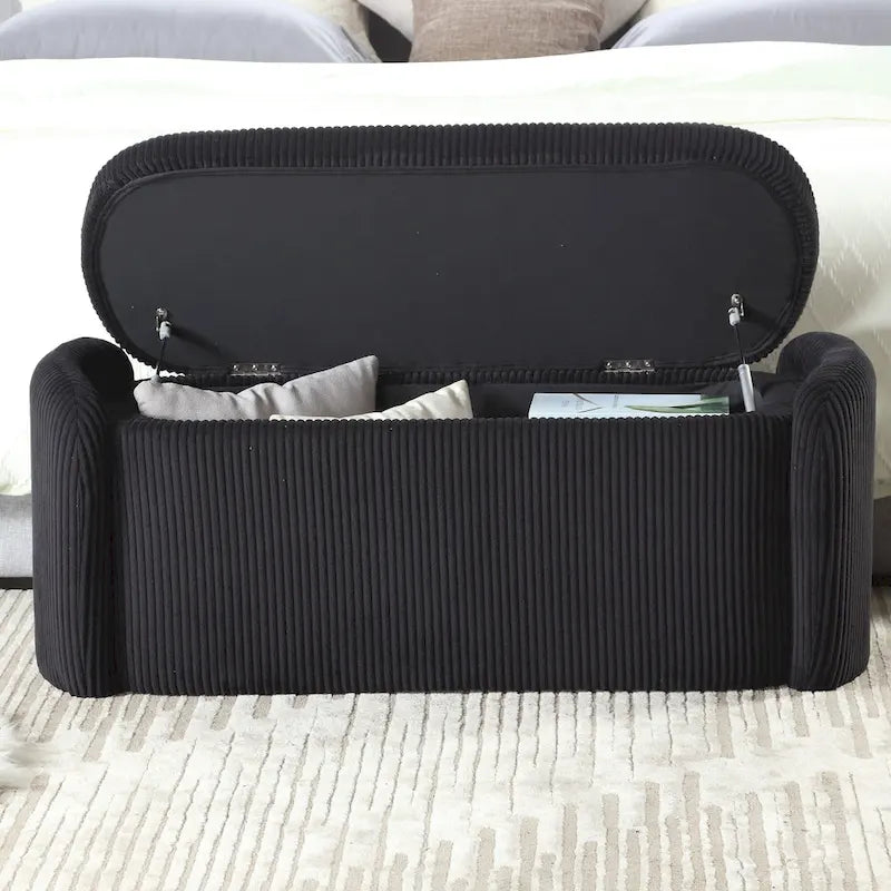 Upholstered Fabric Storage Ottoman for Entryway 1