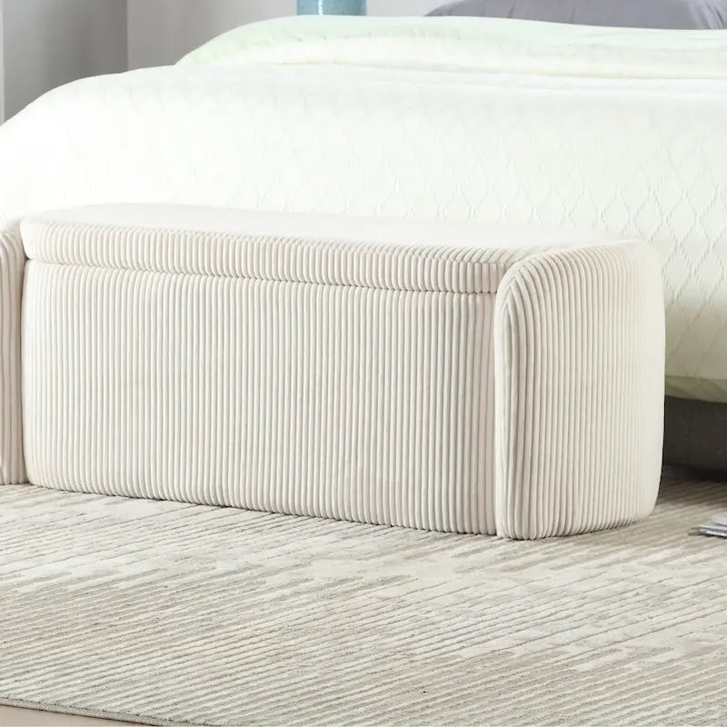 Upholstered Fabric Storage Ottoman for Entryway 4
