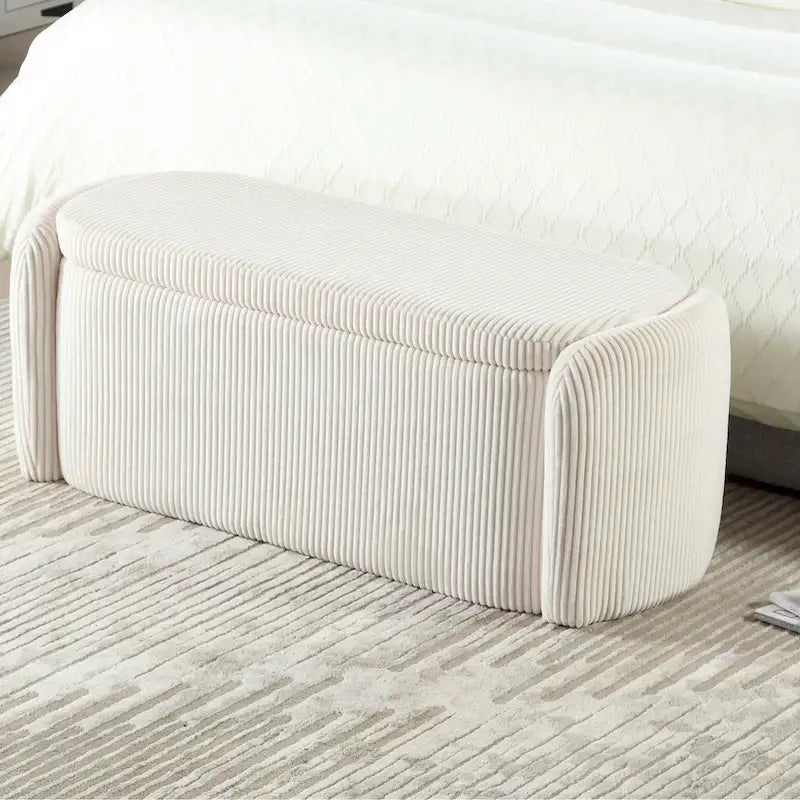 Upholstered Fabric Storage Ottoman for Entryway 5