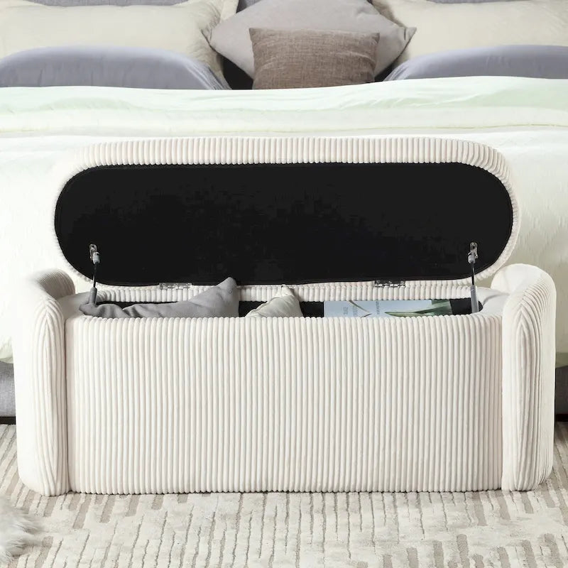 Upholstered Fabric Storage Ottoman for Entryway 6