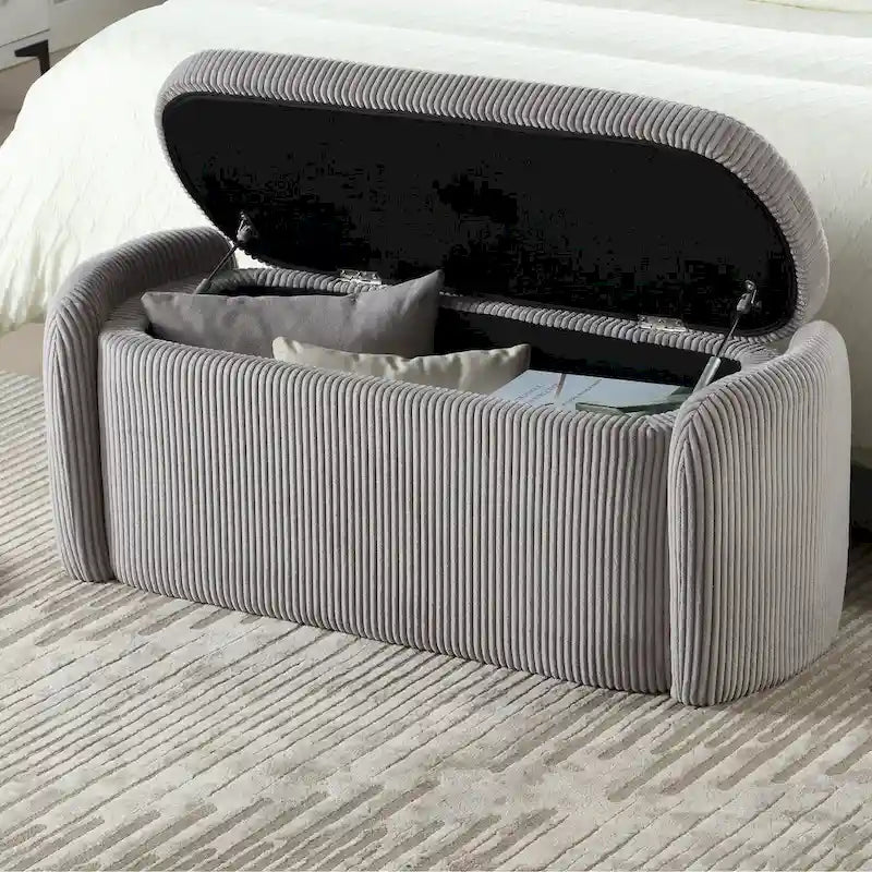 Upholstered Fabric Storage Ottoman for Entryway 7