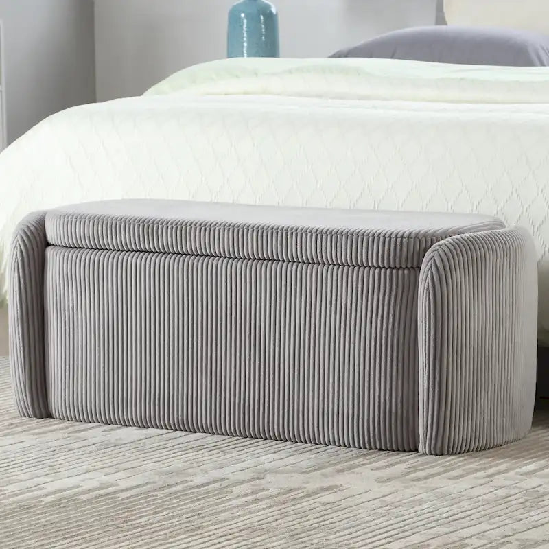 Upholstered Fabric Storage Ottoman for Entryway 8
