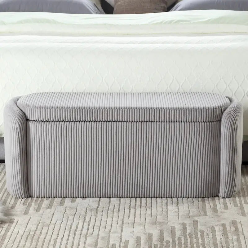 Upholstered Fabric Storage Ottoman for Entryway 9