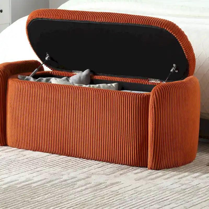 Upholstered Fabric Storage Ottoman for Entryway 10