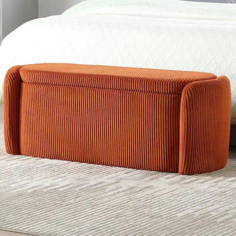 Upholstered Fabric Storage Ottoman for Entryway 11