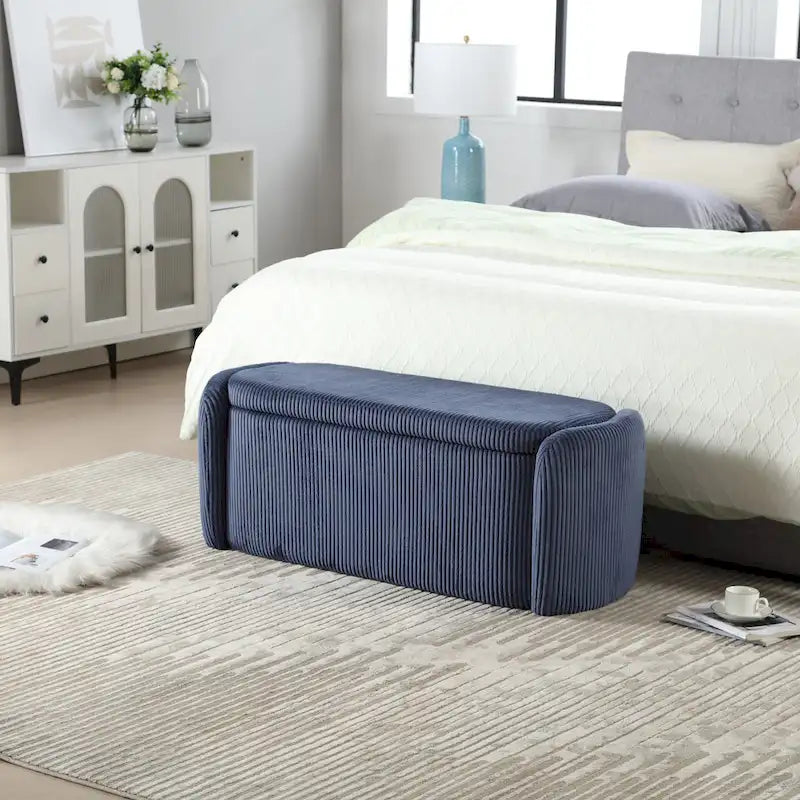 Upholstered Fabric Storage Ottoman for Entryway 14