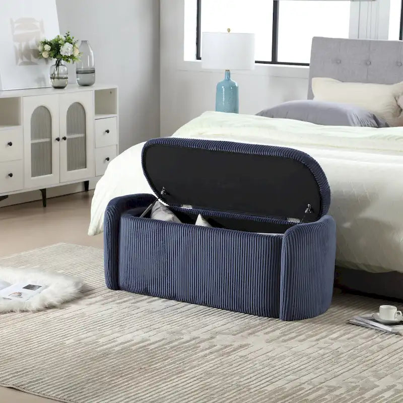 Upholstered Fabric Storage Ottoman for Entryway 15