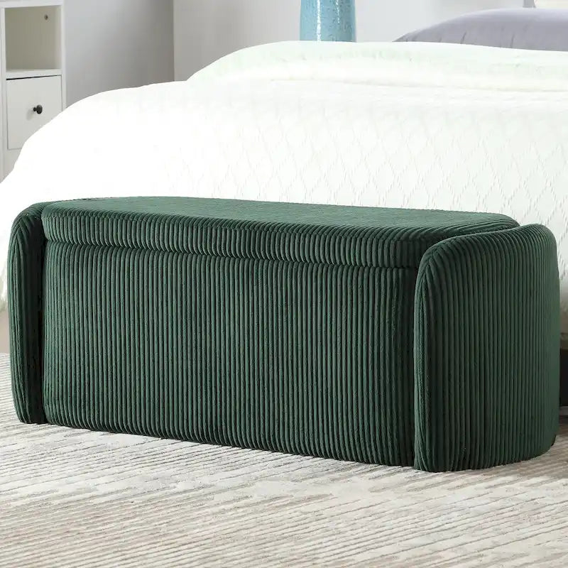 Upholstered Fabric Storage Ottoman for Entryway 16